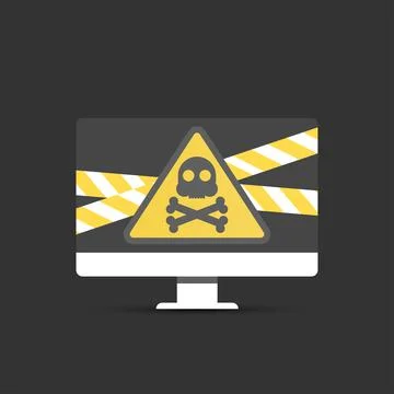 Danger Sign on the Computer. Vector Illustration イラスト素材