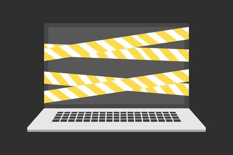 Danger Sign on the Computer. Vector Illustration 스톡 일러스트