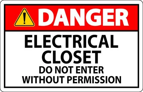 Danger Sign Electrical Closet - Do Not Enter Without Permission Stock Illustration