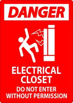 Danger Sign Electrical Closet - Do Not Enter Without Permission Stock Illustration