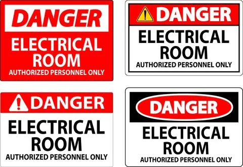 Danger Sign Electrical Room - Authorized Personnel Only Ilustración de archivo