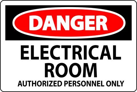 Danger Sign Electrical Room - Authorized Personnel Only Ilustración de archivo