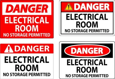 Danger Sign Electrical Room, No Storage Permitted Ilustración de archivo