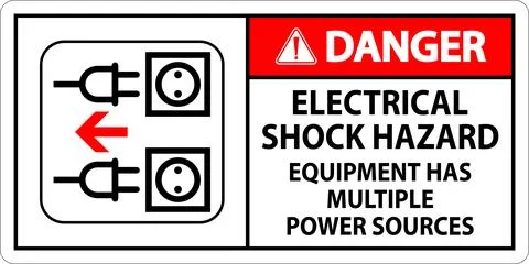 Danger Sign Electrical Shock Hazard, Equipment Has Multiple Power Sources Stock Illustration