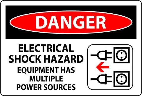 Danger Sign Electrical Shock Hazard, Equipment Has Multiple Power Sources Stock Illustration