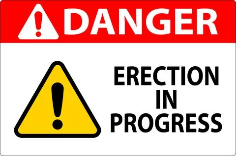 Danger Sign Erection In Progress. Illustrazione stock
