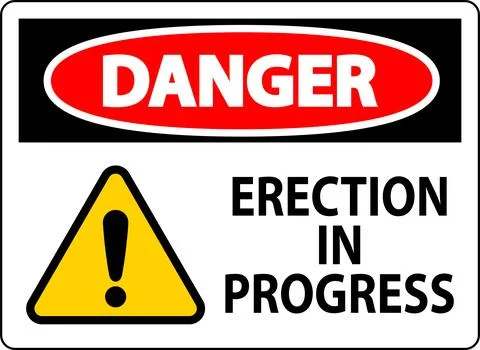 Danger Sign Erection In Progress. Illustrazione stock
