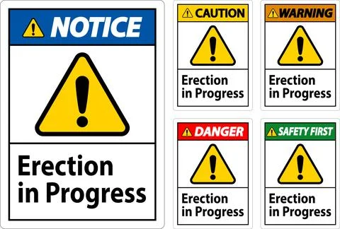 Danger Sign Erection In Progress. Stock Illustration