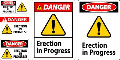Danger Sign Erection In Progress. Stock Illustration