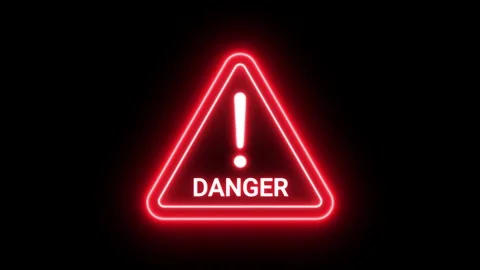 Danger sign error danger triangle neon animated icon danger sign triangle e.. Stock Footage 277499983
