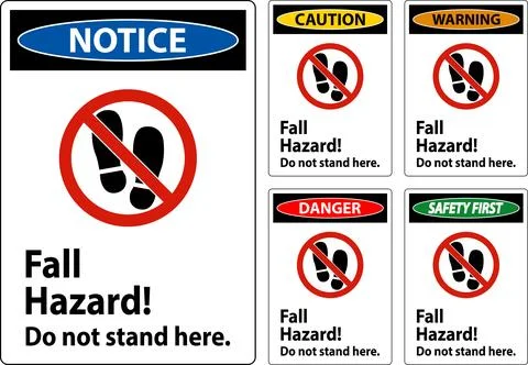 Danger Sign Fall Hazard, Do Not Stand Here On White Background Stock Illustration
