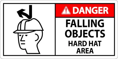 Danger Sign, Falling Objects Hard Hat Area Stock Illustration