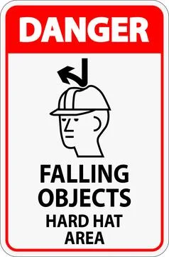 Danger Sign, Falling Objects Hard Hat Area Illustrazione stock