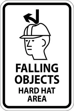 Danger Sign, Falling Objects Hard Hat Area Stock Illustration