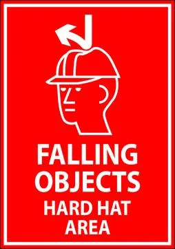 Danger Sign, Falling Objects Hard Hat Area Stock Illustration