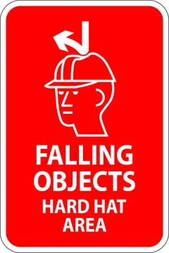 Danger Sign, Falling Objects Hard Hat Area Illustrazione stock