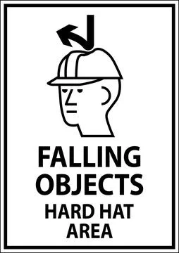 Danger Sign, Falling Objects Hard Hat Area Stock Illustration