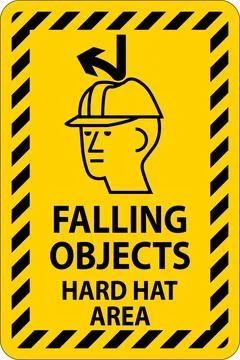 Danger Sign, Falling Objects Hard Hat Area Stock Illustration