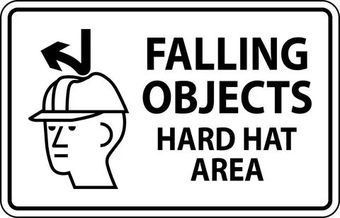 Danger Sign, Falling Objects Hard Hat Area Stock Illustration