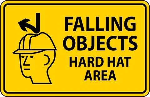 Danger Sign, Falling Objects Hard Hat Area Stock Illustration