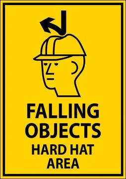 Danger Sign, Falling Objects Hard Hat Area Stock Illustration