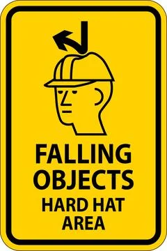 Danger Sign, Falling Objects Hard Hat Area Stock Illustration