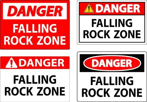 Danger Sign, Falling Rock Zone Ilustração Stock