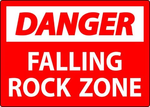 Danger Sign, Falling Rock Zone Ilustração Stock