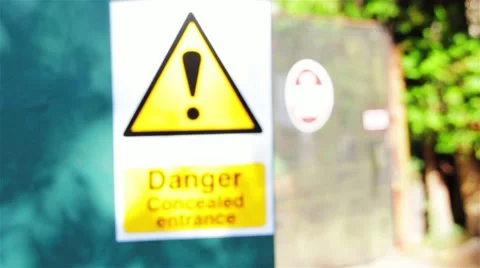 Danger Sign Focus to No Entry Sign Stock Footage 54122504