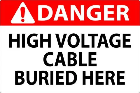Danger Sign High Voltage Cable Buried Here On White Background Stock Illustration