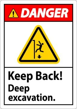 Danger Sign Keep Back Deep Excavation Ilustración de archivo