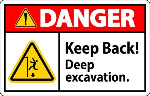 Danger Sign Keep Back Deep Excavation Ilustración de archivo