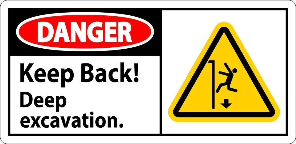 Danger Sign Keep Back Deep Excavation Ilustración de archivo
