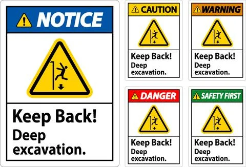 Danger Sign Keep Back Deep Excavation Ilustración de archivo