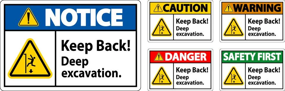 Danger Sign Keep Back Deep Excavation Ilustración de archivo