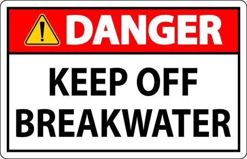 Danger Sign, Keep Off Breakwater Stock Illustration