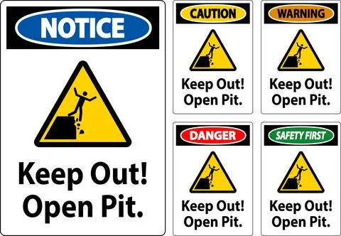 Danger Sign Keep Out Open Pit Stock Illustration