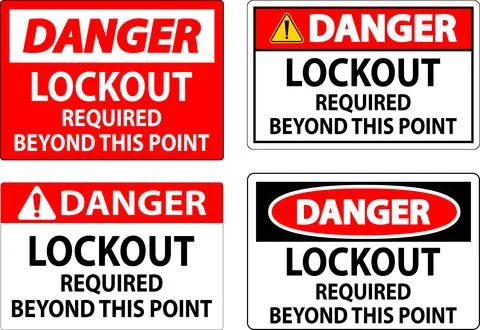 Danger Sign, Lockout Required Beyond This Point Ilustración de archivo