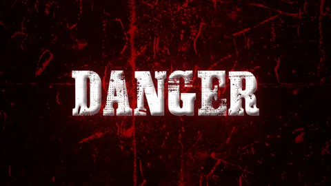 Danger Sign Loop: A Haunting Visual Warning in Motion Video stock 246813646
