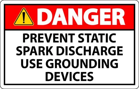 Danger Sign Prevent Static Spark Discharge Use Grounding Devices Illustrazione stock