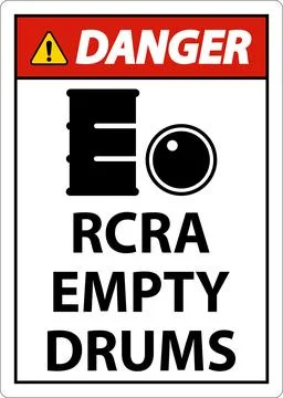 Danger Sign RCRA Empty Drums On White Background Illustrazione stock
