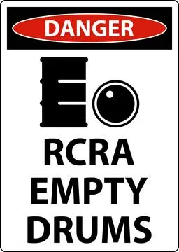 Danger Sign RCRA Empty Drums On White Background Illustrazione stock