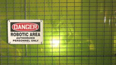 Danger Sign: Robotic Area Stock Footage