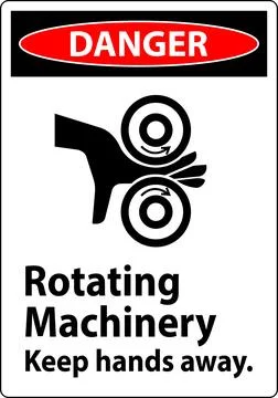 Danger Sign Rotating Machinery Keep Hands Away Illustrazione stock