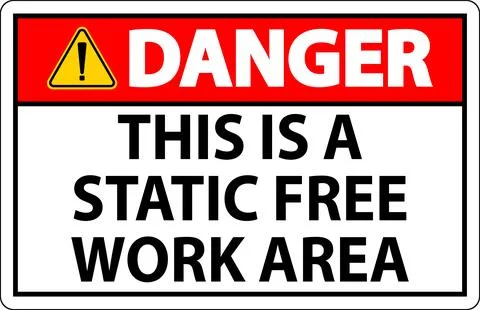 Danger Sign This Is A Static Free Work Area Illustrazione stock
