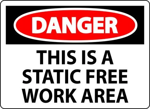 Danger Sign This Is A Static Free Work Area Illustrazione stock