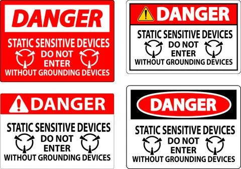 Danger Sign Static Sensitive Devices Do Not Enter Without Grounding Devices Stock Illustration
