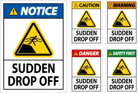 Danger Sign Sudden Drop Off Stock Illustration