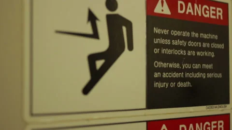 Danger Sign On Wall - Dolly Down Shot Vídeo Stock 58832211
