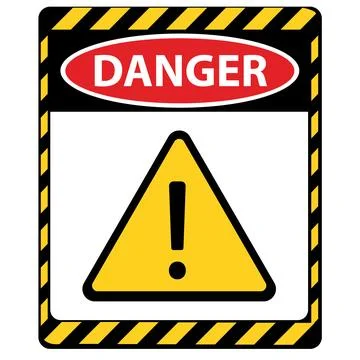 Danger sign. Warning sign that indicate danger. Exclamation marks. Illustrazione stock